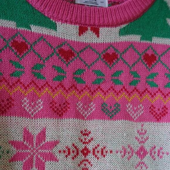 Ardene Christmas Xmas Ugly Pink fair isle Sweater S SM SMall - Picture 7 of 15
